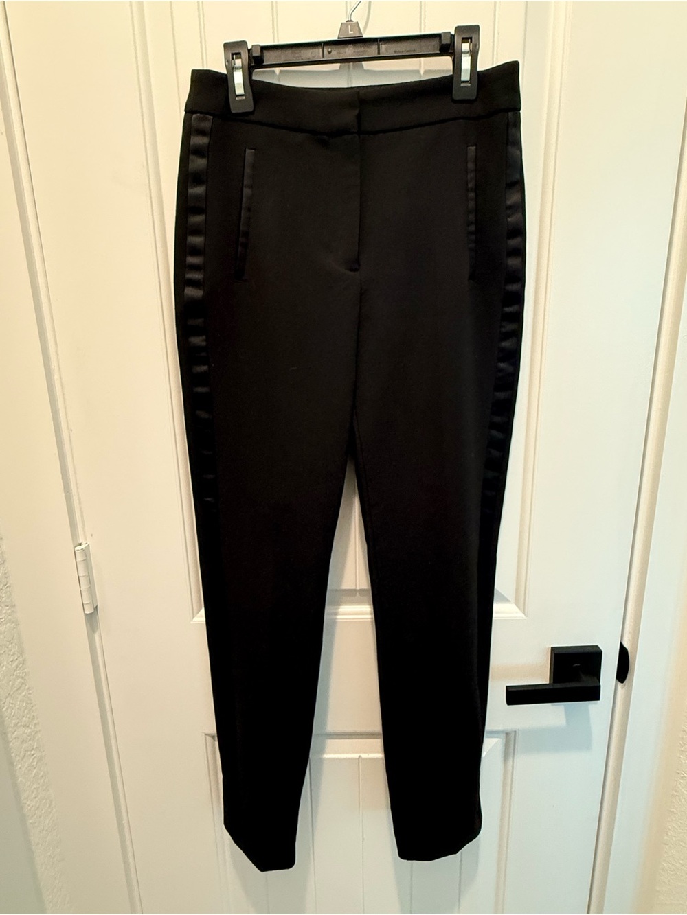 Zara Black Skinny Ponte Pants with Satin Side Stripe